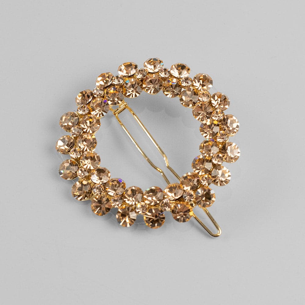 Statement Swarovski Crystal Circle Hair Clip Swarovski Crystal in Rose Gold Crystal at Tegen Accessories