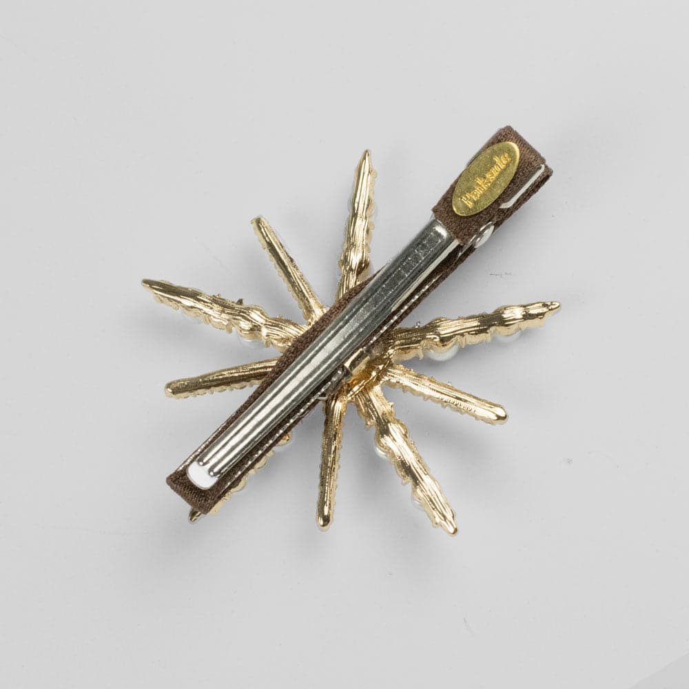 Swarovski Crystal & Pearl Starburst Beak Clip Swarovski Crystal in Pearl / Gold at Tegen Accessories