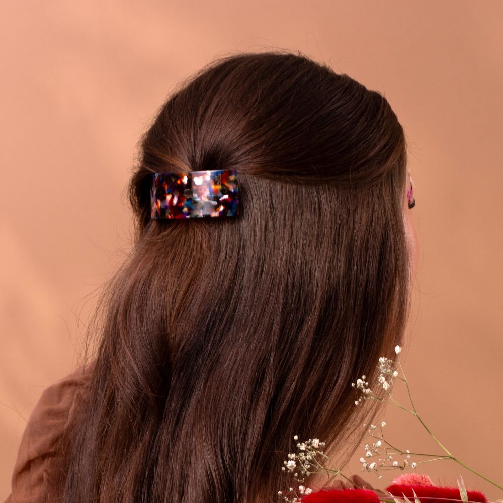 Wide Arched Barrette Clip Handmade French Hair Accessories at Tegen Accessories |Stained Glass